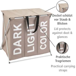 Wäschesammler Trio Top Taupe Wäschekorb 118 l*Wenko Clearance