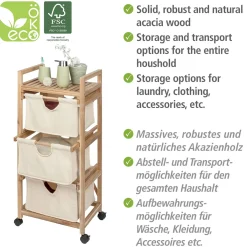 Wäschewagen Acina 3 Schubladen Haushaltswagen Rollwagen FSC^Wenko Sale