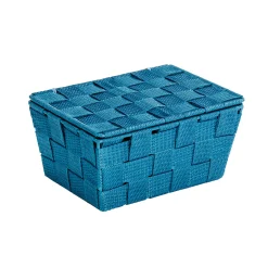 Aufbewahrungskorb mit Deckel Adria petrol*Wenko Discount