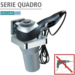Haartrocknerhalter Quadro Befestigen ohne bohren Vacuum-Loc*Wenko Clearance