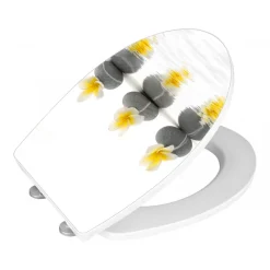 Premium WC-Sitz Stones with Flower antibakteriell mit Absenkautomatik*Wenko Outlet