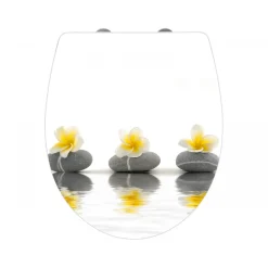 Premium WC-Sitz Stones with Flower antibakteriell mit Absenkautomatik*Wenko Outlet