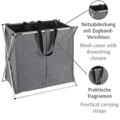 Wenko Wäschesammler Duo grau meliert 120 l