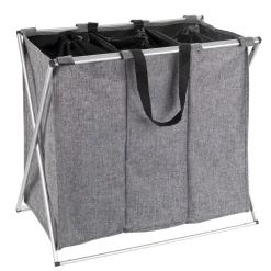 Wenko Wäschesammler Trio grau meliert 130 l