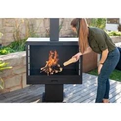 Terrassenofen Gartenkamin inkl. Grillrost 50x90x160cm Schwarz*Westmann Discount