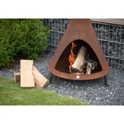 Terrassenofen Gartenkamin inkl. Rauchablass 70x70x160cm Rost^Westmann Outlet