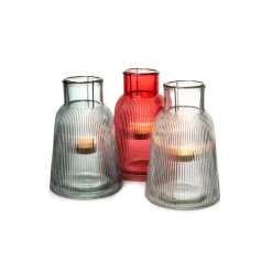 Windlicht sortiert Glas mit Halter für Teelicht BxHxT 14,5 x 23 x 14,5 cm