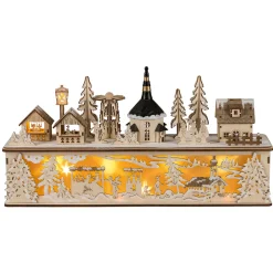 Winterdorf mit Sockel und LED-Beleuchtung^ Best