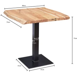 Esstisch „Baumkante“, 80x75x75 cm, Akazie Massivholz*Wohnling New