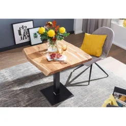 Esstisch „Baumkante“, 80x75x75 cm, Akazie Massivholz*Wohnling New