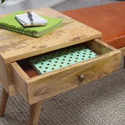 Wohnling Sitzbank „Salim“, Ziegenleder, 100x52x38 cm