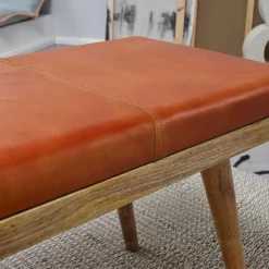 Wohnling Sitzbank „Salim“, Ziegenleder, 100x52x38 cm