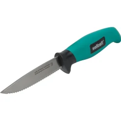 Wolfcraft Outdoormesser mit gezahnter Klinge und Köcher